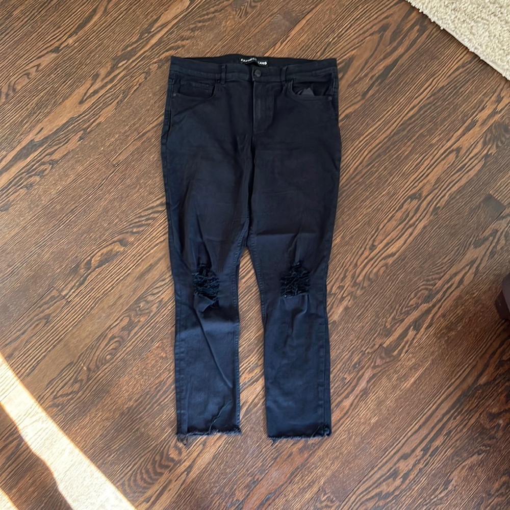 Express black distressed high rise jean legging